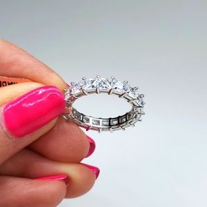 Lustro Stella Premium Cubic Zirconia Eternity Band Ring in Sterling Silver 8 NWT